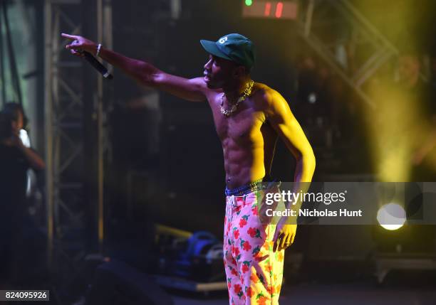 Tyler, The Creator performs on the Pavilion stage during the 2017 Panorama Music Festival at Randall's Island on July 28, 2017 in New York City.