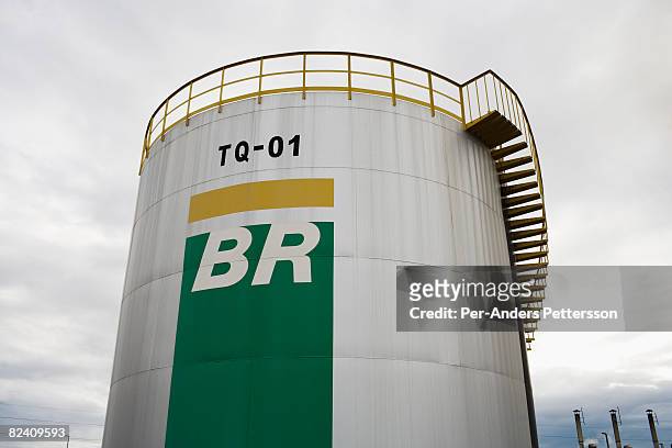 Petrobras oil storage tank stands at an oil refinery on June 3, 2008 in Manaus, Brazil. Petrobras is a semi-public Brazilian Energy Company that...