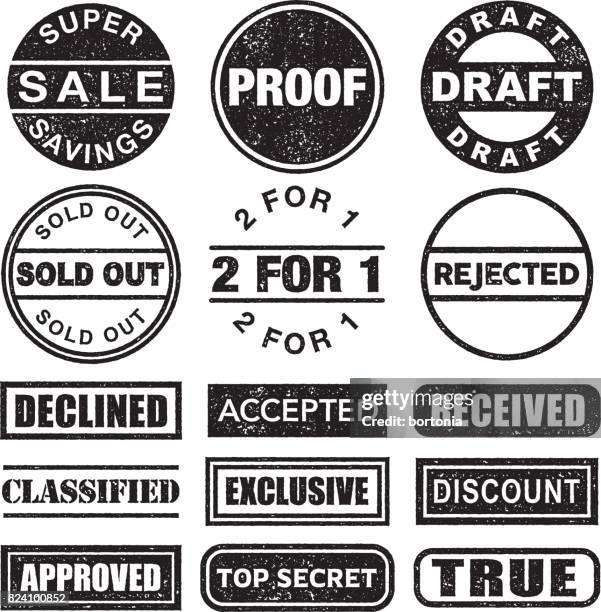 rubber stamp black and white icon set on transparent background - proof reader stock illustrations