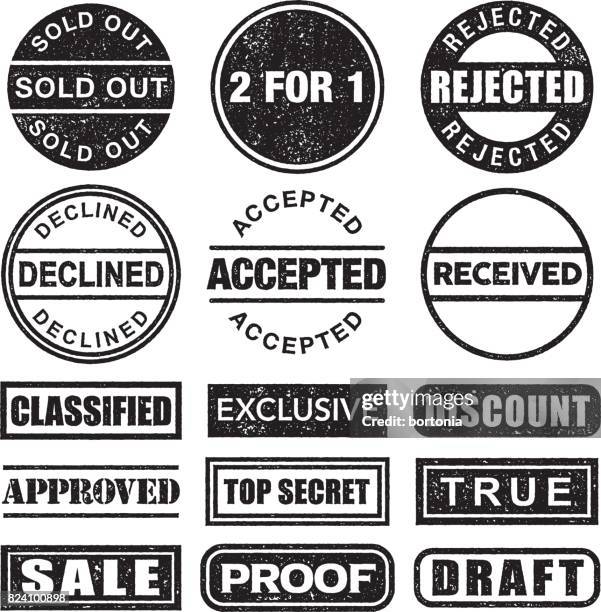 rubber stamp black and white icon set on transparent background - proofreading stock illustrations