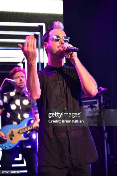 Singer Michael Fitzpatrick performs during the OneRepublic With Fitz & The Tantrums And James Arthur In Concert show at PNC Bank Arts Center on July...