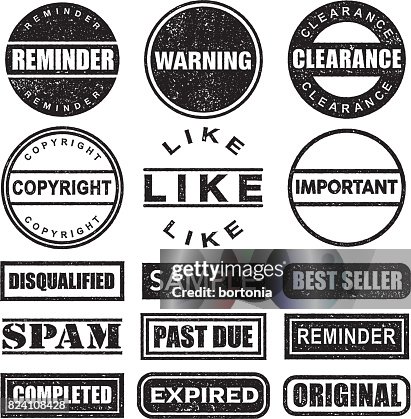Rubber Stamp Black And White Icon Set On Transparent Background High