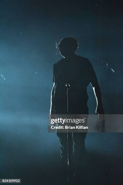 Singer Ryan Tedder of One Republic performs during the OneRepublic With Fitz & The Tantrums And James Arthur In Concert show at PNC Bank Arts Center...