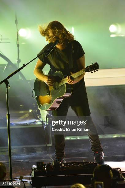 Guitarist Drew Brown of OneRepublic performs during the OneRepublic With Fitz & The Tantrums And James Arthur In Concert show at PNC Bank Arts Center...