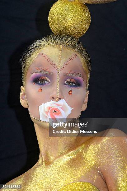 Model poses for a picture during the 20th World Bodypainting Festival 2017 on July 28, 2017 in Klagenfurt, Austria.