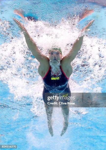 Ruta Meilutyte of Lithuania competes during the Women's 50m Breaststroke heats on day sixteen of the Budapest 2017 FINA World Championships on July...