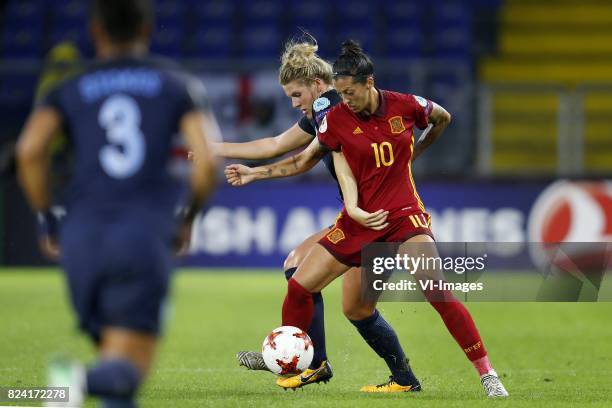 Millie Bright of England women, Jennifer Hermoso of Spain women during the UEFA WEURO 2017 Group D group stage match between England and Spain at the...