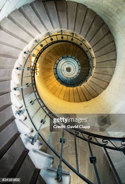 eckmuhul lighthouse, brittany, france - spiral staircase stock pictures, royalty-free photos & images