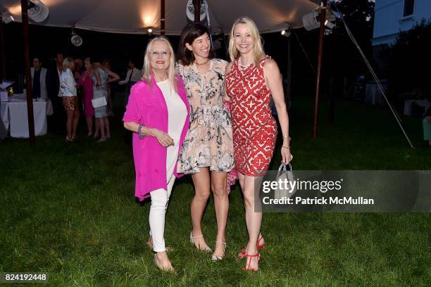 Cornelia Sharpe Bregman, Nina de Burgh and Leah Rumbough attend Alzheimer's Association Hosts Rita Hayworth Gala Hamptons Kickoff Event at Private...