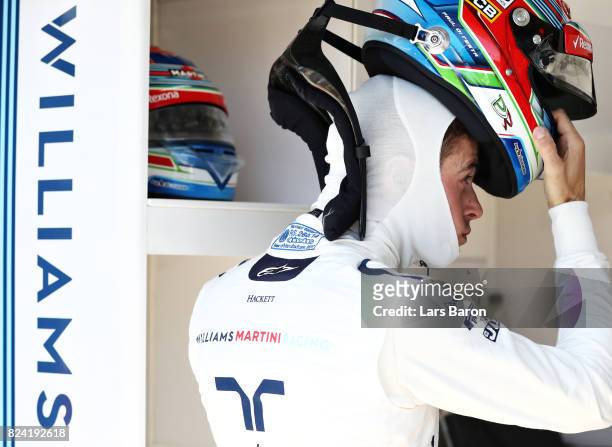 Paul di Resta of Great Britain and Williams prepares to drive during qualifying for the Formula One Grand Prix of Hungary at Hungaroring on July 29,...