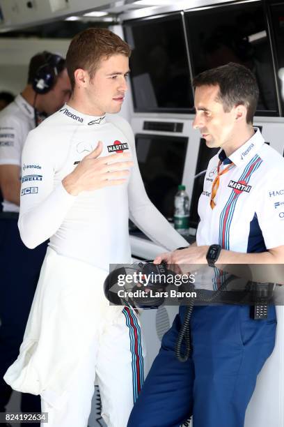 Paul di Resta of Great Britain and Williams prepares to drive during qualifying for the Formula One Grand Prix of Hungary at Hungaroring on July 29,...