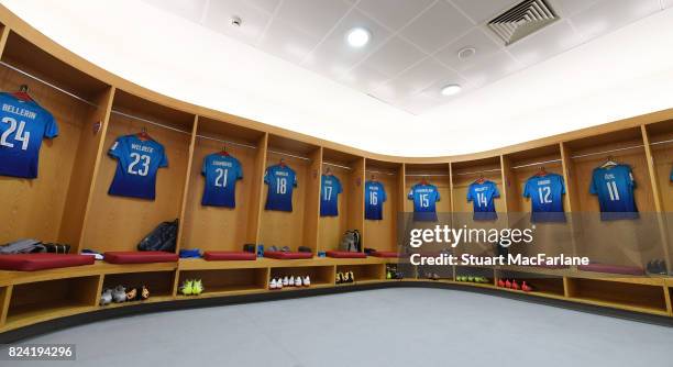 The Arsenal changing room before Emirates Cup match between Arsenal and SL Benfica at Emirates Stadium on July 29, 2017 in London, England.