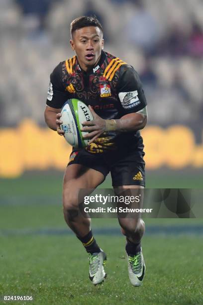 Tim Nanai-Williams of the Chiefs charges forward during the Super Rugby Semi Final match between the Crusaders and the Chiefs at AMI Stadium on July...