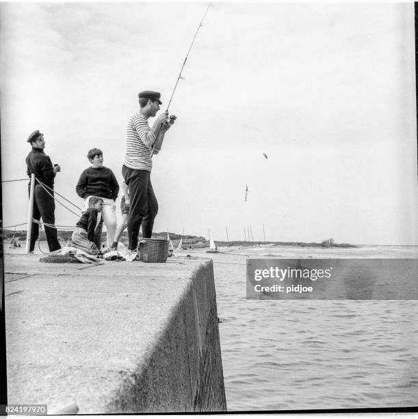 fishing in saint-tropez, france. 1963 - vintage fishing lure stock pictures, royalty-free photos & images