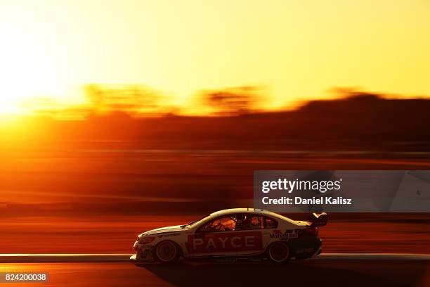 James Golding drives the Wilson Security Racing GRM Holden Commodore VF during race 15 for the Ipswich SuperSprint, which is part of the Supercars...