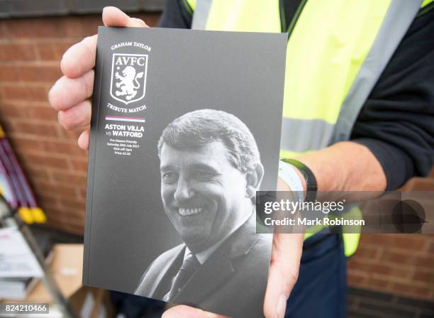 Graham Taylor is on the front page of the programme prior to the pre-season friendly match between Aston Villa and Watford at Villa Park on July 29,...