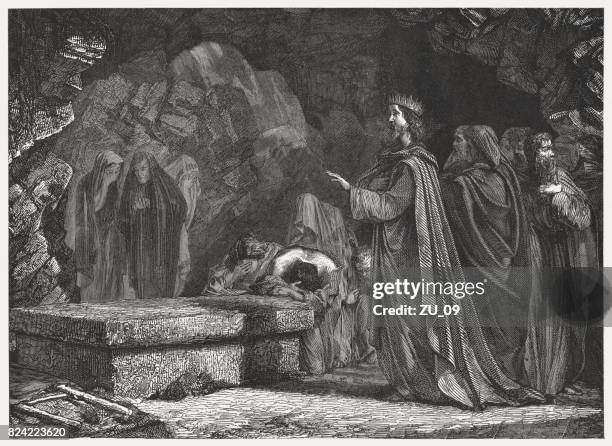 david's grief at abner's grave (2 samuel 3), published 1886 - mourning stock illustrations stock illustrations