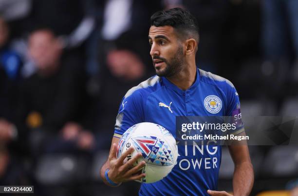 Riyad Mahrez of Leicester looks on during the pre-season friendly match between Wolverhampton Wanderers and Leicester City at Molineux on July 29,...