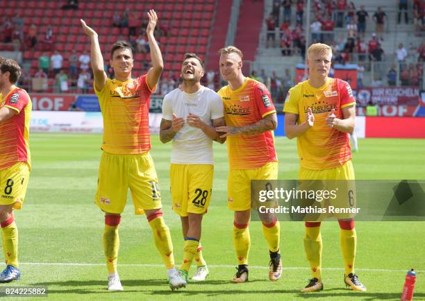 Damir Kreilach, Christopher Trimmel, Sebastian Polter and Kristian Pedersen of 1 FC Union Berlin after the game between FC Ingolstadt and Union...