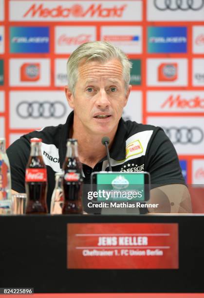Coach Jens Keller of 1 FC Union Berlin after the game between FC Ingolstadt and Union Berlin on july 29, 2017 in Berlin, Germany.