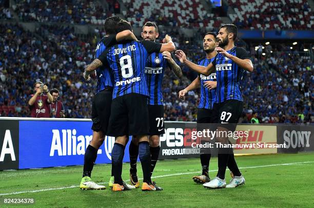 Stevan Jovetic of FC Interernazionale celebrates his goal during the International Champions Cup match between FC Internazionale and Chelsea FC at...