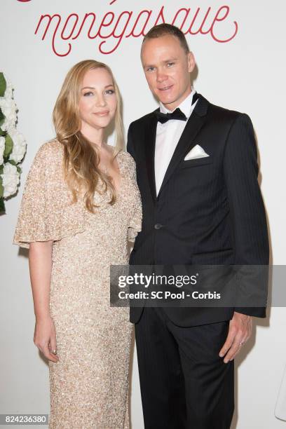 Christopher Froome and his wife Michelle Cound attend the 69th Monaco Red Cross Ball Gala at Sporting Monte-Carloon July 28, 2017 in Monte-Carlo,...