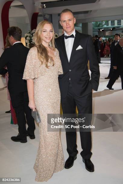 Christopher Froome and his wife Michelle Cound attend the 69th Monaco Red Cross Ball Gala at Sporting Monte-Carloon July 28, 2017 in Monte-Carlo,...