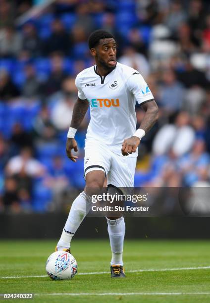 Leroy Fer of Swansea City in action during the Pre Season Friendly match between Birmingham City and Swansea City at St Andrews on July 29, 2017 in...