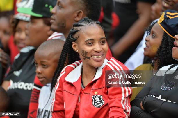 Fans during the Carling Black Label Champion Cup match between Orlando Pirates and Kaizer Chiefs at FNB Stadium on July 29, 2017 in Johannesburg,...