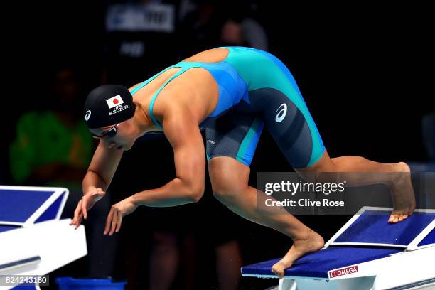 Satomi Suzuki of Japan competes during the Women's 50m Breaststroke semi final on day sixteen of the Budapest 2017 FINA World Championships on July...