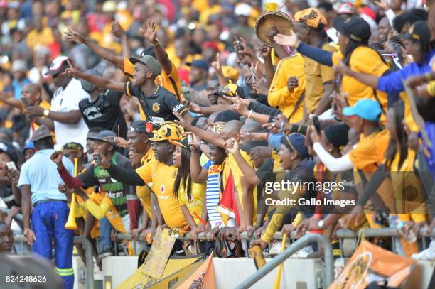 Fans during the Carling Black Label Champion Cup match between Orlando Pirates and Kaizer Chiefs at FNB Stadium on July 29, 2017 in Johannesburg,...