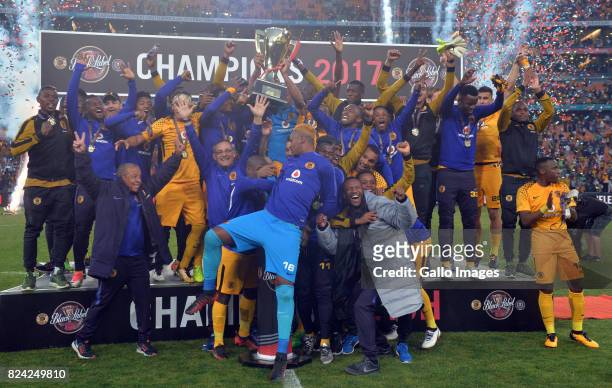 Kaizer Chiefs players champions during the Carling Black Label Champion Cup match between Orlando Pirates and Kaizer Chiefs at FNB Stadium on July...