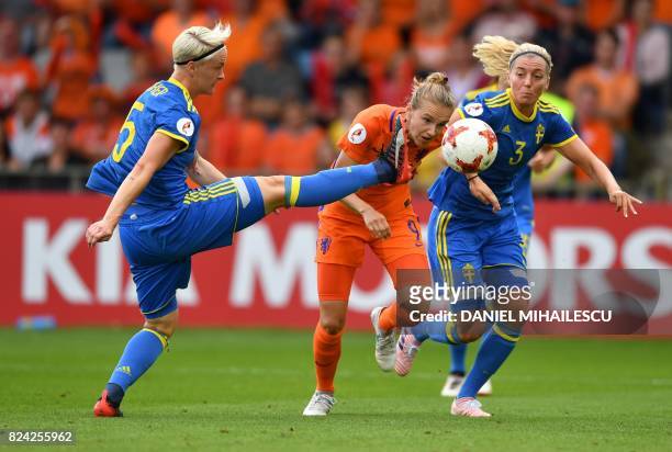 Vivianne Miedema of The Netherlands vies with Nilla Fischer of Sweden during the UEFA Womens Euro 2017 football match between the Netherlands and...