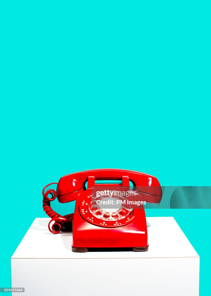 Red landline phone