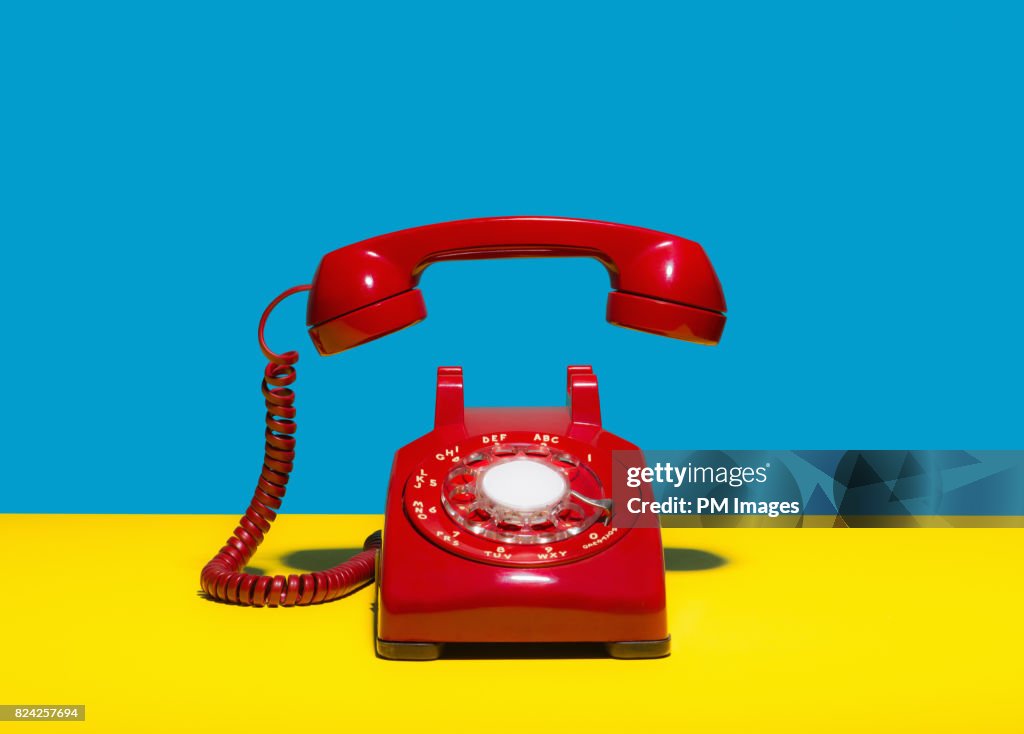 Red landline phone