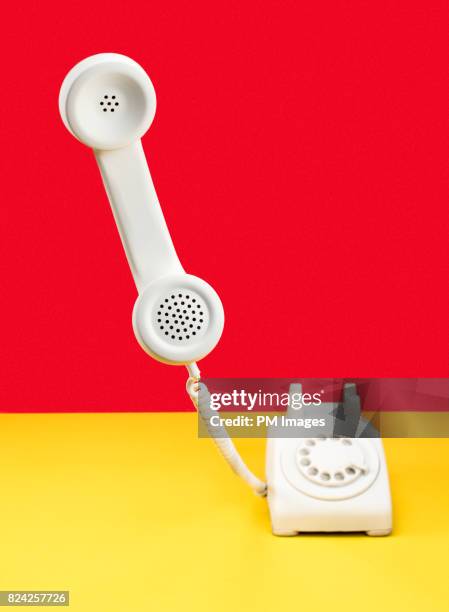 white landline phone - off the hook stock pictures, royalty-free photos & images