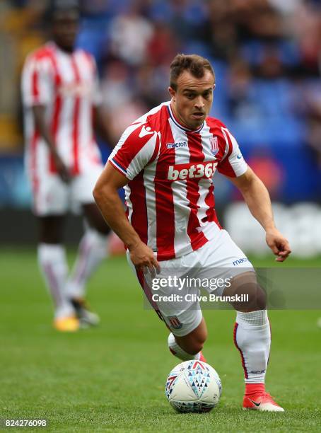 Xherdan Shaqiri of Stoke City in action during the pre season friendly match between Bolton Wanderers and Stoke City at Macron Stadium on July 29,...