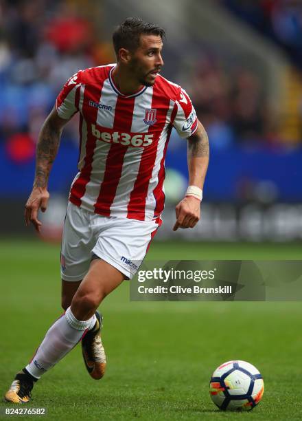 Geoff Cameron of Stoke City in action during the pre season friendly match between Bolton Wanderers and Stoke City at Macron Stadium on July 29, 2017...