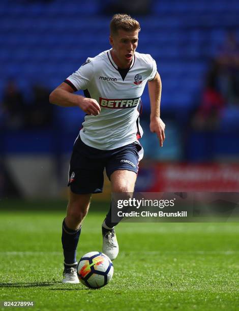 Josh Vela of Bolton Wanderers in action during the pre season friendly match between Bolton Wanderers and Stoke City at Macron Stadium on July 29,...