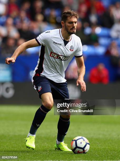 Dorian Dervite of Bolton Wanderers in action during the pre season friendly match between Bolton Wanderers and Stoke City at Macron Stadium on July...