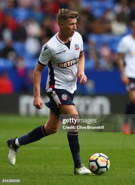 Josh Vela of Bolton Wanderers in action during the pre season friendly match between Bolton Wanderers and Stoke City at Macron Stadium on July 29,...