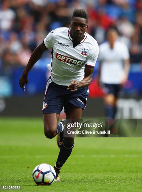 Sammy Ameobi of Bolton Wanderers in action during the pre season friendly match between Bolton Wanderers and Stoke City at Macron Stadium on July 29,...