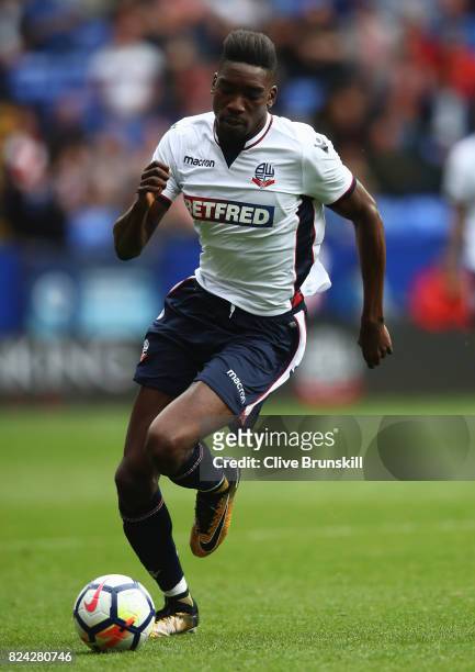 Sammy Ameobi of Bolton Wanderers in action during the pre season friendly match between Bolton Wanderers and Stoke City at Macron Stadium on July 29,...