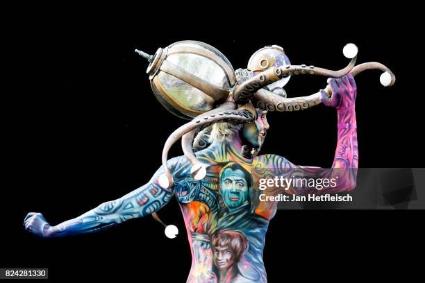 Model poses for a picture during the second day of the 20th World Bodypainting Festival 2017 on July 29, 2017 in Klagenfurt, Austria.