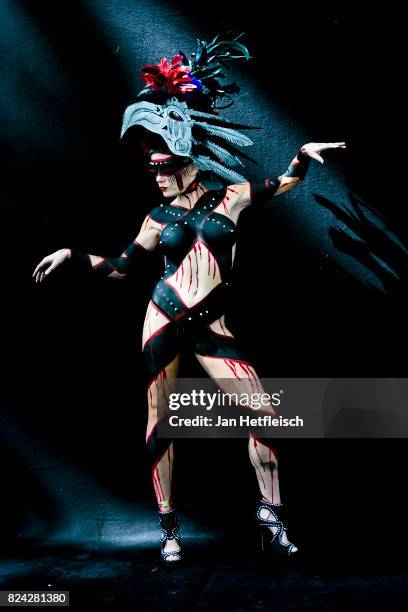 Model poses for a picture during the second day of the 20th World Bodypainting Festival 2017 on July 29, 2017 in Klagenfurt, Austria.