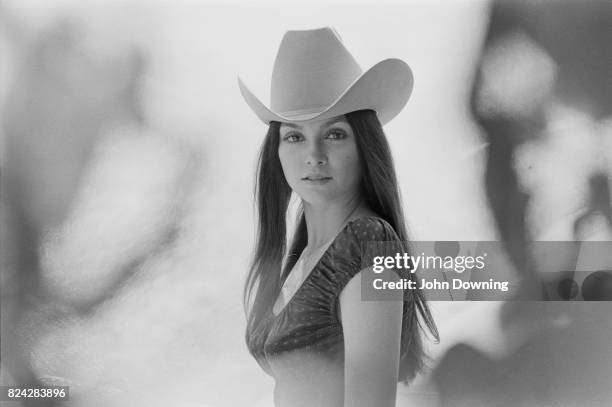 American actress Vicki Principal wearing a cowboy hat, 3rd August 1970.