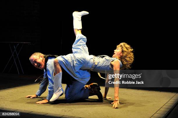 Mark Hadfield and Michelle Fairley in Jim Cartwright's Road directed by John Tiffany at the Royal Court Theatre on July 26, 2017 in London, England.