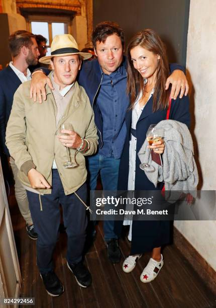 Harry Beecher, Duncan Westbrook and Amanda Sheppard attend Krug Festival "Into The Wild" at The Grange, Hampshire, on July 29, 2017 in Northington,...