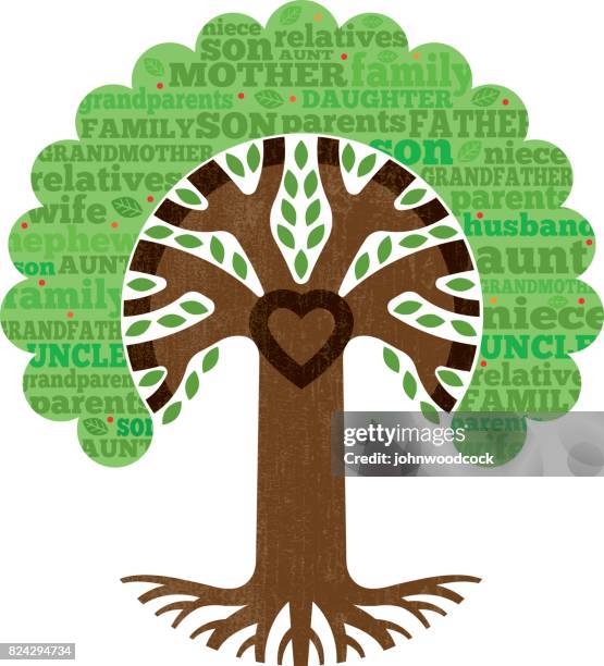 einfache familie herz-baum-darstellung - ohm symbol stock-grafiken, -clipart, -cartoons und -symbole