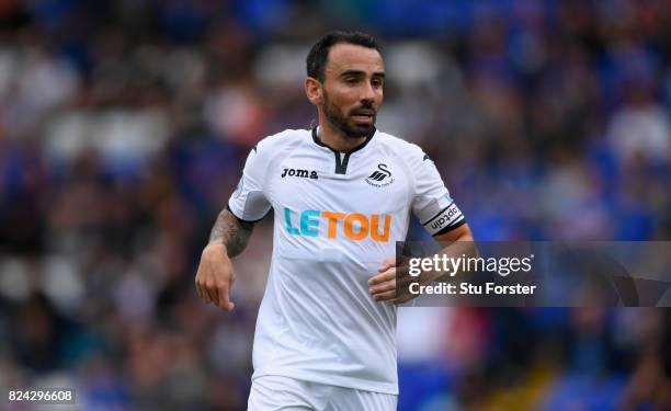 Swansea player Leon Britton in action during the Pre Season Friendly match between Birmingham City and Swansea City at St Andrews on July 29, 2017 in...